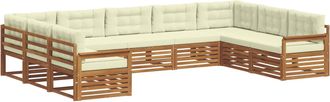 vidaXL Conjunto De Sof&aacute;s De Exterior 9 Uds. Natural Y Crema Vidaxl
