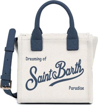 MC2 Saint Barth Tassen, Dames, Wit, ONE Size, Katoen, Vanity Mini Canvas