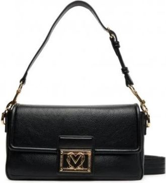 Love Moschino Schoudertas met Logo Plaque - Dames - Schoudertassen - Zwart - ONE Size - Leer - Tassen