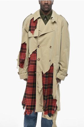 Alexander McQueen Distressed Double-Breasted Trench Coat size 48