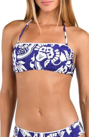 Sunshine 79 Floral Bandeau Bikini Top in Ultramarine at Nordstrom Rack, Size 14