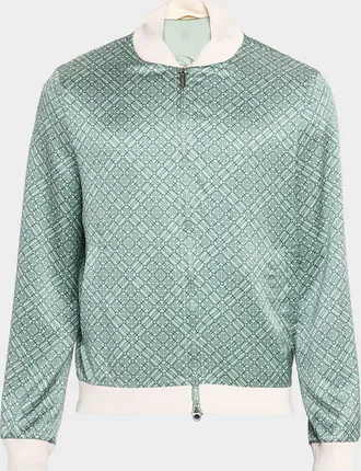 Stefano Ricci Men & apos;s Geometric Silk Bomber Jacket