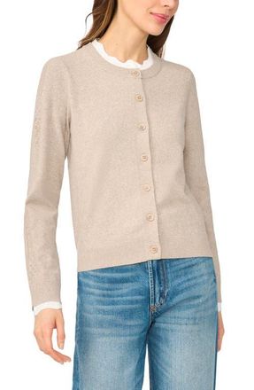 CeCe by Cynthia Steffe Crewneck Cardigan in Light Heather Taupe at Nordstrom, Size Xx-Large