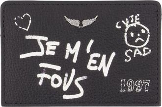 Zadig&Voltaire Zv Pass Arty Tag Card Holder - Dames - Portefeuilles - Zwart - ONE Size - Leer - Accessoires