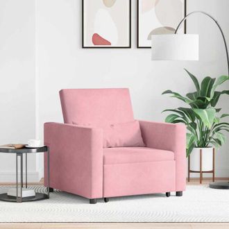 vidaXL Vidaxl - Sof&aacute; Cama Individual Rosa Claro 90 X 165 X 87 Cm Terciopelo