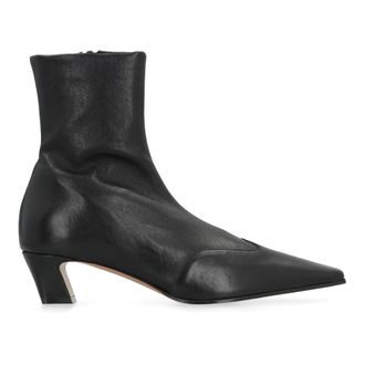 Khaite Heeled Boots, female, Black, 8 UK, Leather ankle boots with square toeline