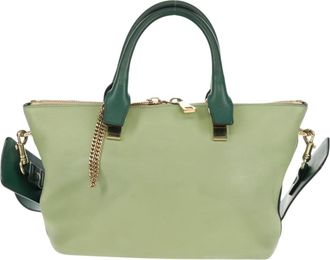 Chlo&eacute; Bicolor Baylee Satchel Leather Green Leather Bag (Pre-Owned)