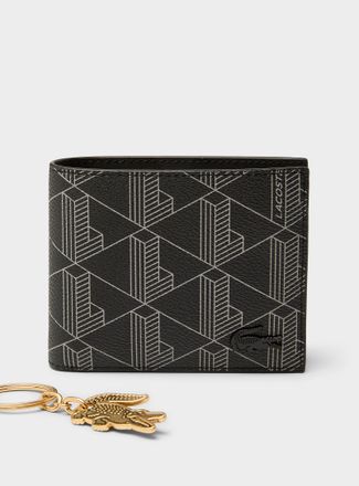 Lacoste Mens Geo print wallet and keychain set