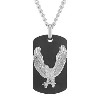 Robert Alton Stainless Steel Black Finish Eagle Dog Tag Pendant