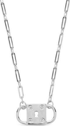 Sterling Forever Double Padlock Cubic Zirconia Pendant Necklace in Silver at Nordstrom Rack