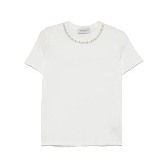 Ermanno Scervino T-Shirts, female, White, Size: XS Crystal Embellished White T-shirt
