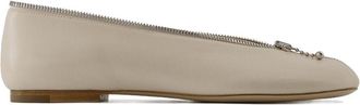 Burberry Womens Lambskin Zip Ballerina White