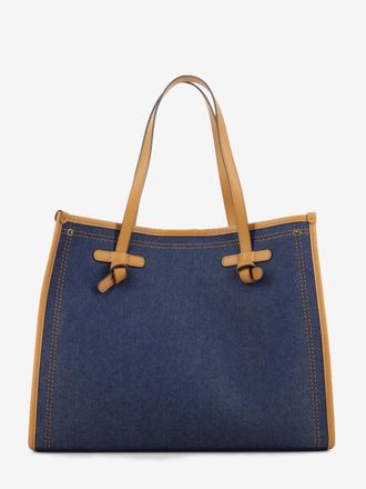 Gianni Chiarini Borsa Marcella tessuto e pelle blu / mou