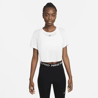 Nike Womens Dri-FIT One Standard Fit Short-Sleeve Cropped Top in White | DD4954-100