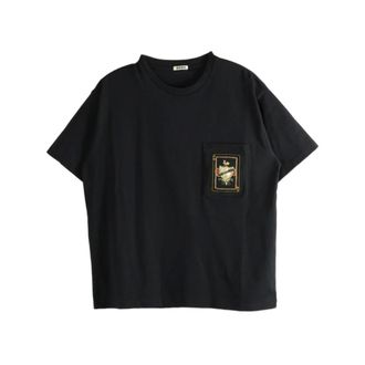 Bode T-Shirts, male, Black, Size: XL Chest Patch Pocket T-shirt