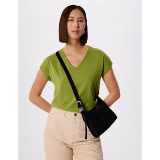 Whistles Willa V-Neck Cap Sleeve T-Shirt in Green at Nordstrom, Size X-Small