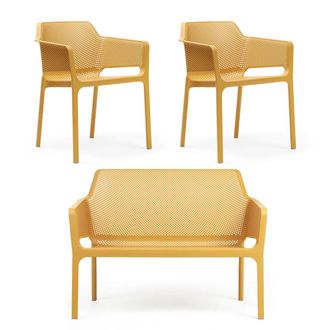 Nardi Net Bank + 2x Net Armlehnstuhl, senape