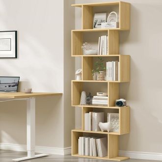 Vasagle Freestanding 6 Tier Bookshelf Room Divider Display Shelf in Light Tan