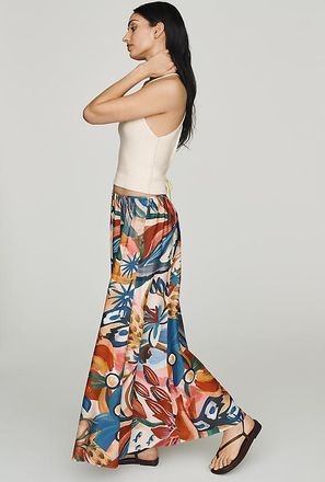 Farm Rio Pliss&eacute; Floral Maxi Skirt