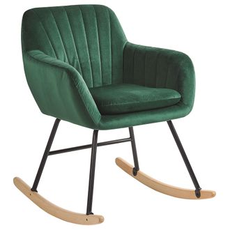 Beliani Beliani - Silla Mecedora De Terciopelo Verde Esmeralda Patas De Metal Patines De Madera Estilo Moderno Liarum