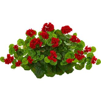 Nearly Natural 24-in Geranium Artificial Ledge Plant in Red/green at Nordstrom