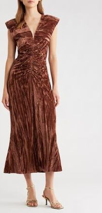 ASTR the Label Daisha Ruched Velour Midi Dress in Brown at Nordstrom Rack, Size X-Small