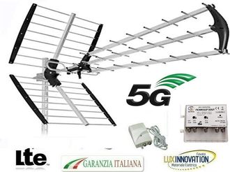 OEM Kit Antenna Digitale Terrestre Con Filtro 5g Lte Hd Impianto Tv Completo Amplificatore E Alimentatore