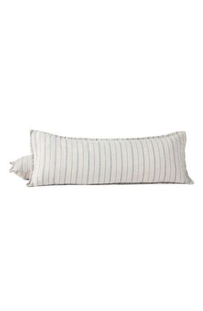 Coyuchi Relaxed Organic Linen Accent Pillow in Fog Chambray Indigo Stripe at Nordstrom