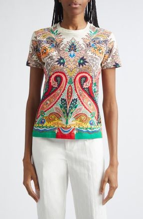 Etro Paisley Print T-Shirt in Print On White Base at Nordstrom, Size X-Small