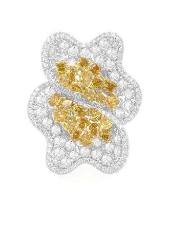 HYT Jewelry 18K white and yellow gold diamond ring - women - 18kt White Gold/18kt Yellow Gold/White Diamond/Yellow Diamond - 6 1/4 - Silver