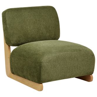 Beliani Sill&oacute;n Retro Sin Reposabrazos Patas De Madera Maciza Tapicer&iacute;a De Tela Verde Kokkola