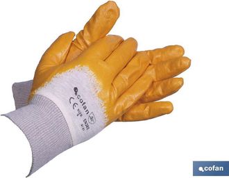 cofan Cofan - Guantes De Nitrilo Amarillos Con Revestimiento Impermeable Y No Absorbente De Larga Duraci&oacute;n T-10 (12 Pares) Amarillo