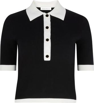 Nina Ricci Tweekleurige polotop met knopen - Zwart