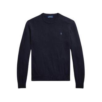 Polo Ralph Lauren Hoodies & sweatvesten, Heren, Blauw, L, Katoen, Marineblauwe Katoen-Kasjmier Crewneck Trui