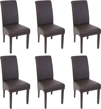 Hhg Hhg - Lote De 6 Sillas De Comedor Silla De Cocina Silla M37, Polipiel Mate, Marr&oacute;n, Patas Oscuras