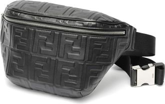 Fendi Black Leather Fanny Pack Sling Bag (Pre-Owned)