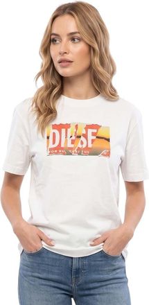 Diesel White Graphic Crew Neck T-Shirt