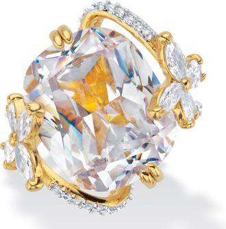 Palm Beach Jewelry 9.8 Cttw. Cushion-Cut Cubic Zirconia Butterfly Cocktail Ring Gold-Plated