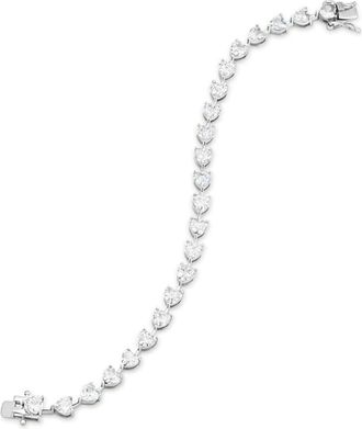 Savvy Cie Jewels GOLD PLATED OVER STERLING SILVER.925 PRONG SET HEART TENNIS BRACELET