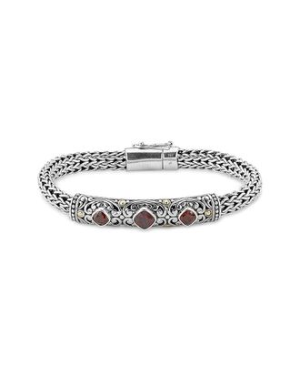 Samuel B. Silver & 18K 1.60 Ct. Tw. Garnet Bracelet