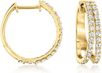 Ross-Simons Lab-Grown Diamond Double-Hoop Earrings in 18kt Gold Over Sterling