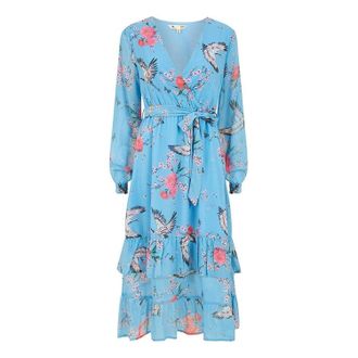 Yumi Vrouwen/dames Bloemenwikkeljurk (Blauw)