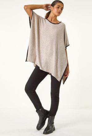 Roman Blanket Stitch Knit Poncho