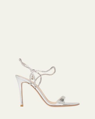 Gianvito Rossi Nappa Leather Embellished Strappy Sandals