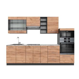 Vicco Mueble De Cocina Fame-line, Oro Power Roble/antracita, 280 Cm, Et M&aacute;rmol