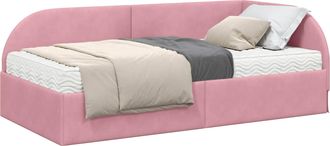 vidaXL Estructura De Cama Esquina Con Colch&oacute;n 2 Uds. Rosa 90 X 190 Cm Vidaxl