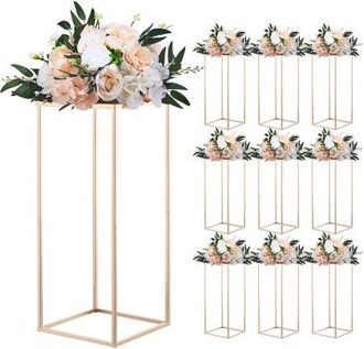 OEM Soporte Floral Para Bodas, Taburetes Rectangulares Dorados Franc&eacute;s Para Plantas, Soporta Hasta 15 Kg, Ideales Para Bodas, Fiestas, Cumplea&ntilde;os Y Decora