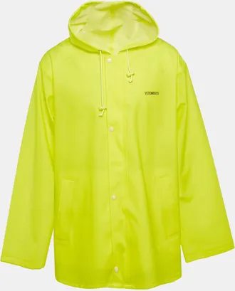 VETEMENTS Neon Yellow Logo Print Synthetic Raincoat