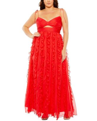 Mac Duggal Plus Keyhole Chiffon Gown