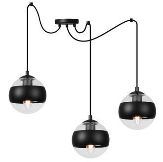 OEM L&aacute;mpara Colgante Toledo Spider Negra 3 Platos Pantalla Negra E14